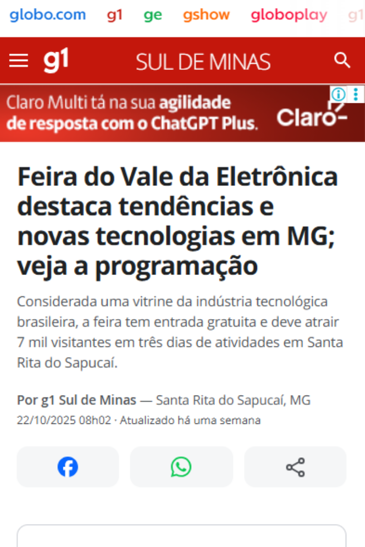 Feira do Vale da Eletrônica destaca tendências e novas tecnologias em MG; veja a programação